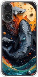 Силикон с усиленными углами чехол Кит в космосе для Apple iPhone 16 - 6328sp-3709 изображение 