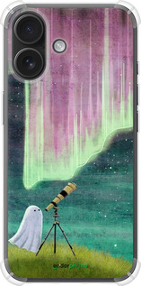 Силикон с усиленными углами чехол Привидение и звезды для Apple iPhone 16 - 6443sp-3709 изображение 