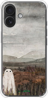 Силикон с усиленными углами чехол Одинокий призрак на фоне гор для Apple iPhone 16 - 6486sp-3709 изображение 