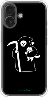 Силикон с усиленными углами чехол Минималистичный арт: смерть и кошка для Apple iPhone 16 - 6529sp-3709 изображение 