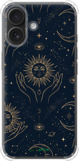 Силіконовий протиударний с посиленими кутами чехол Celestial Harmony: Sun & Moon Gold Mystic Pattern для Apple iPhone 16 - 6778sp-3709 изображение 