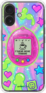 Силикон с усиленными углами чехол 'Y2K Aesthetic Retro Pet: Годуй мене кавою' для iPhone 16 изображение 6