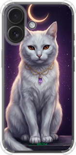 Силіконовий протиударний с посиленими кутами чехол Mystic White Cat Gothic Dark Purple Gold для Apple iPhone 16 - 6805sp-3709 изображение 