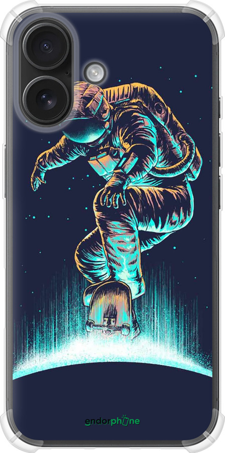 Силикон с усиленными углами чехол Космонавт на скейтборде для Apple iPhone 16 - 4145sp-3709 изображение 