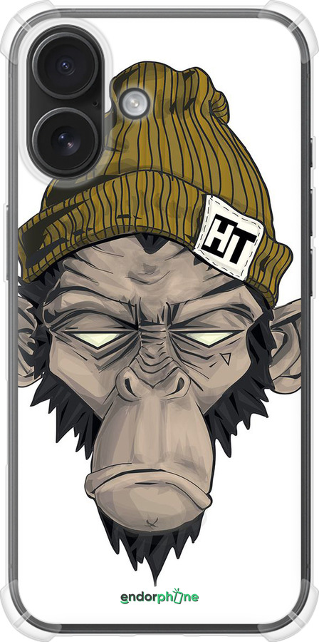 Силіконовий протиударний с посиленими кутами чехол Мавпа в шапці для Apple iPhone 16 - 4183sp-3709 изображение 