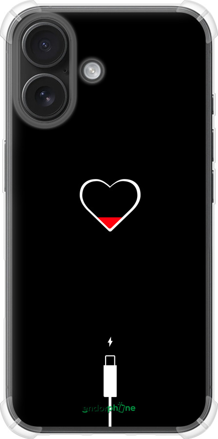 Силикон с усиленными углами чехол Подзарядка сердца для Apple iPhone 16 - 4274sp-3709 изображение 