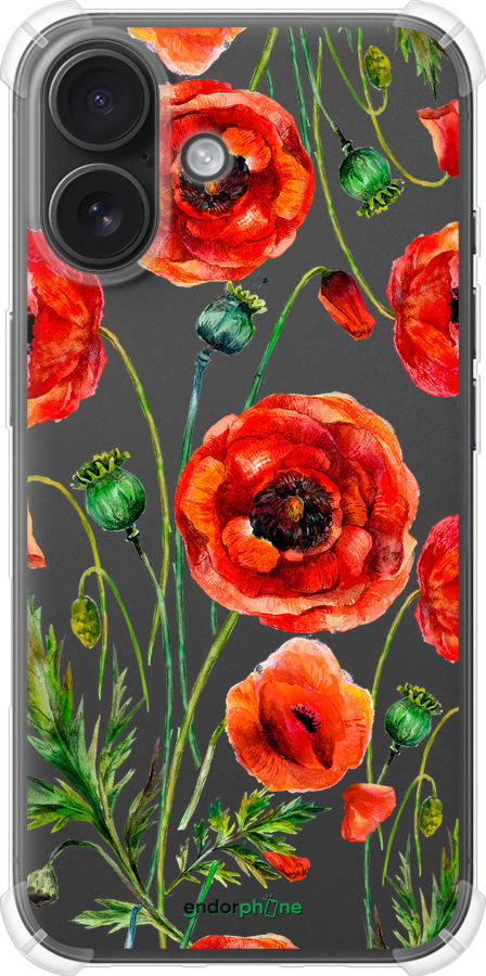 Силіконовий протиударний с посиленими кутами чехол Намальовані маки для Apple iPhone 16 - 4278sp-3709 изображение 