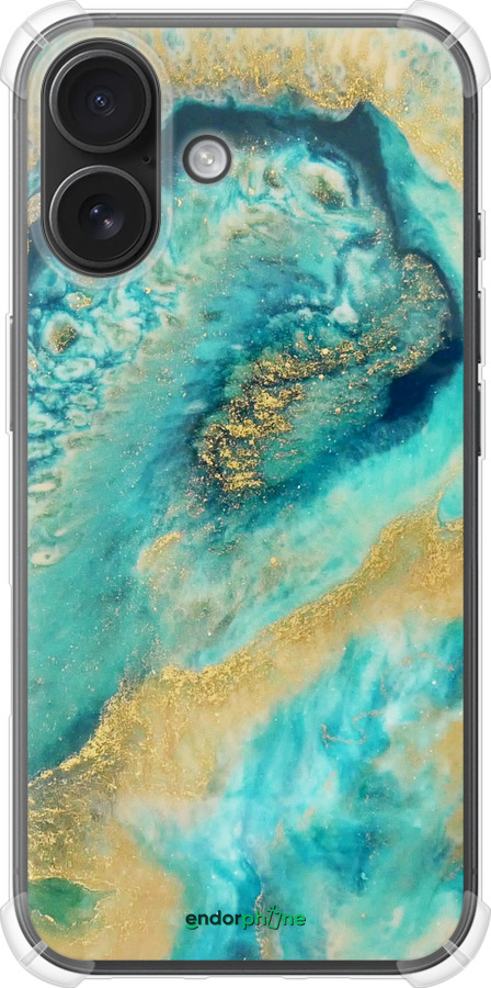 Силіконовий протиударний с посиленими кутами чехол Green marble для Apple iPhone 16 - 4365sp-3709 изображение 