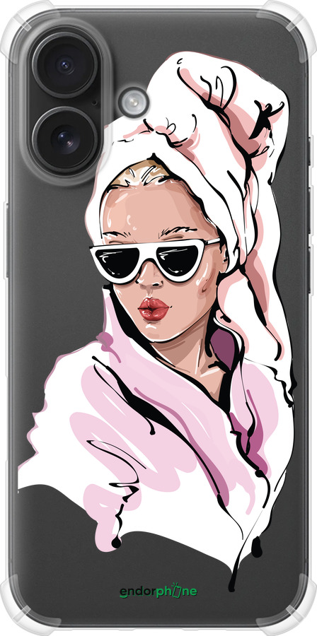 Силикон с усиленными углами чехол Девушка в очках 2 для Apple iPhone 16 - 4714sp-3709 изображение 
