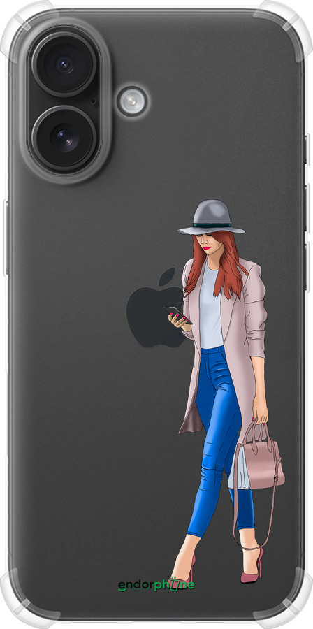 Силикон с усиленными углами чехол Девушка 1 для Apple iPhone 16 - 4751sp-3709 изображение 