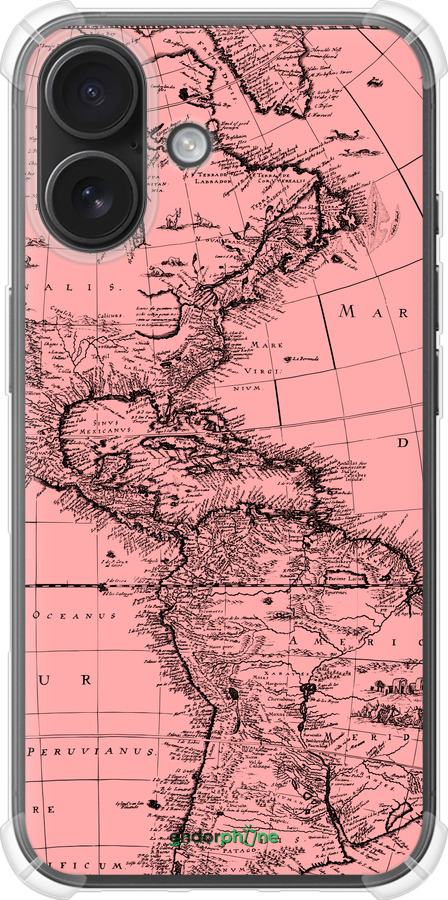 Силикон с усиленными углами чехол Карта для Apple iPhone 16 - 4794sp-3709 изображение 