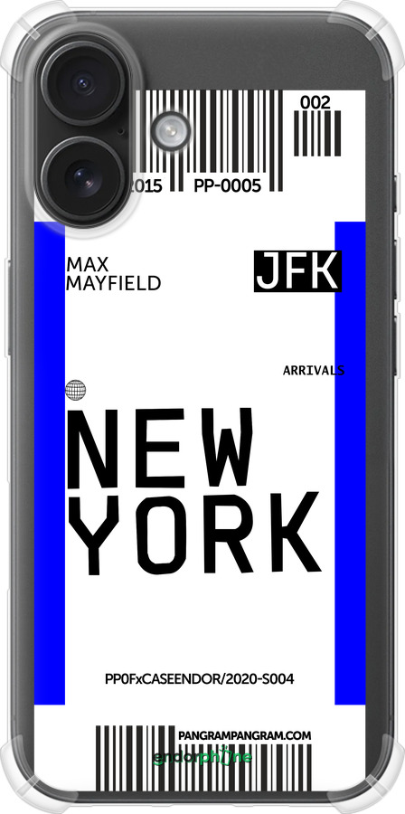 Силикон с усиленными углами чехол New York для Apple iPhone 16 - 4861sp-3709 изображение 