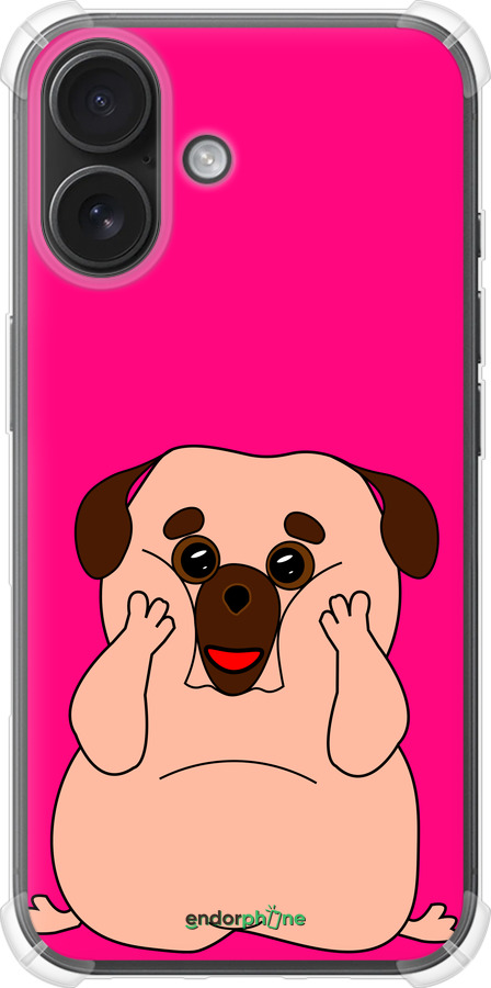 Силикон с усиленными углами чехол Весёлый мопс для Apple iPhone 16 - 4908sp-3709 изображение 