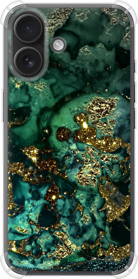 Силикон с усиленными углами чехол Мрамор золото богатство для Apple iPhone 16 - 5419sp-3709 изображение 