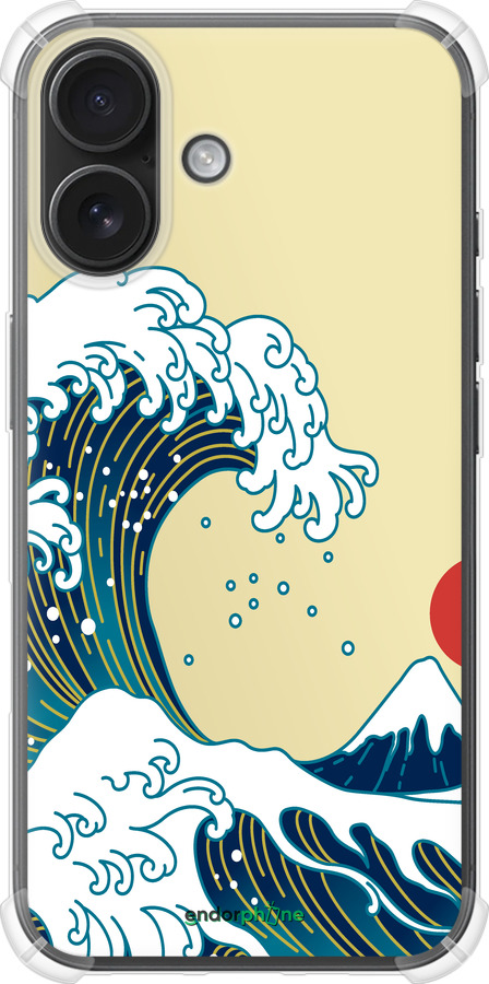 Силикон с усиленными углами чехол Японские волны для Apple iPhone 16 - 5533sp-3709 изображение 