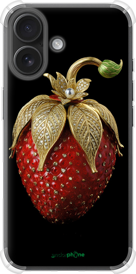Силикон с усиленными углами чехол Клубника v3 для Apple iPhone 16 - 5638sp-3709 изображение 