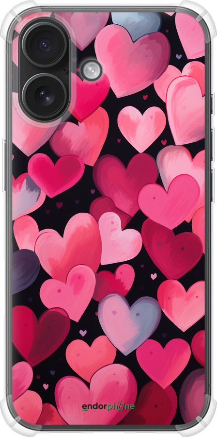 Силіконовий протиударний с посиленими кутами чехол Сердечка 4 для Apple iPhone 16 - 5662sp-3709 изображение 