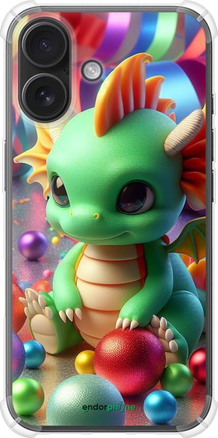 Силикон с усиленными углами чехол Веселый дракончик для Apple iPhone 16 - 5812sp-3709 изображение 