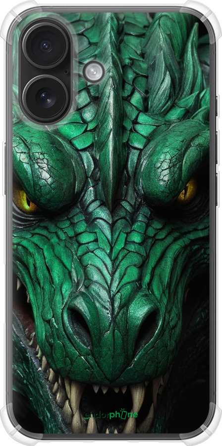 Силикон с усиленными углами чехол Зелёный дракон v2 для Apple iPhone 16 - 5817sp-3709 изображение 