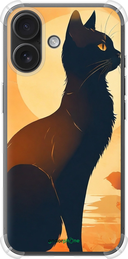 Силіконовий протиударний с посиленими кутами чехол Чорна кішка v2 для Apple iPhone 16 - 5830sp-3709 изображение 