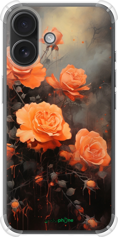 Силикон с усиленными углами чехол Оранжевые розы для Apple iPhone 16 - 5944sp-3709 изображение 