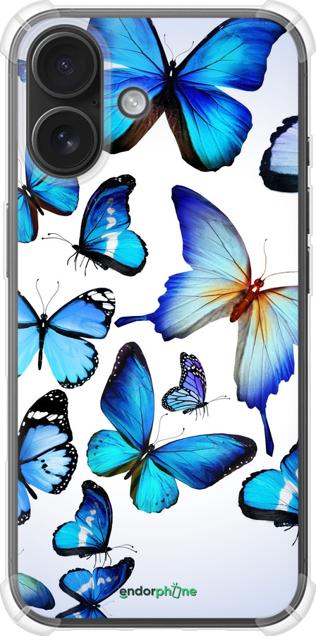 Силикон с усиленными углами чехол Бабочки для Apple iPhone 16 - 6023sp-3709 изображение 