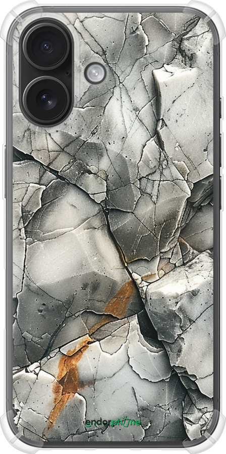 Силикон с усиленными углами чехол Серый мрамор для Apple iPhone 16 - 6041sp-3709 изображение 