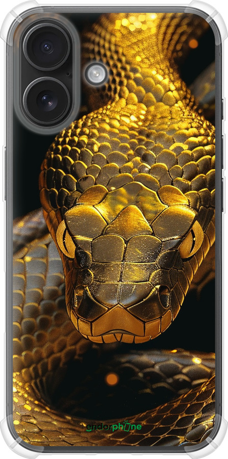 Силіконовий протиударний с посиленими кутами чехол Golden snake для Apple iPhone 16 - 6072sp-3709 изображение 