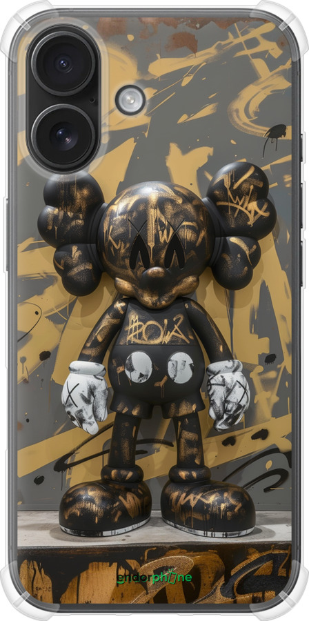 Силіконовий протиударний с посиленими кутами чехол Bronze kaws для Apple iPhone 16 - 6097sp-3709 изображение 