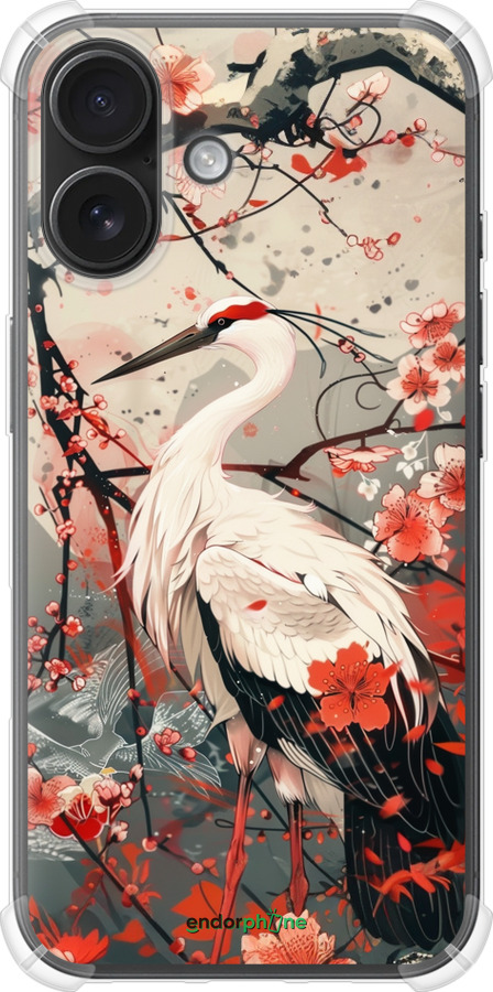 Силикон с усиленными углами чехол Аист в цвету сакуры для Apple iPhone 16 - 6109sp-3709 изображение 