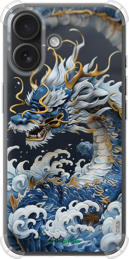 Силикон с усиленными углами чехол Водяной дракон для Apple iPhone 16 - 6113sp-3709 изображение 