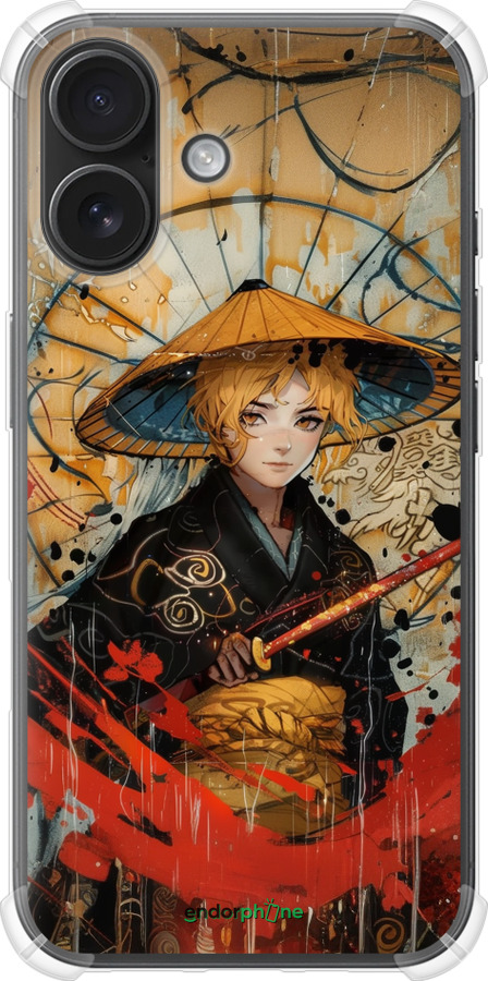 Силіконовий протиударний с посиленими кутами чехол Самурайська відвага для Apple iPhone 16 - 6115sp-3709 изображение 