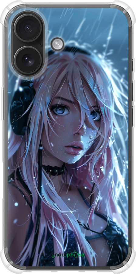 Силикон с усиленными углами чехол Неоновый дождь для Apple iPhone 16 - 6119sp-3709 изображение 