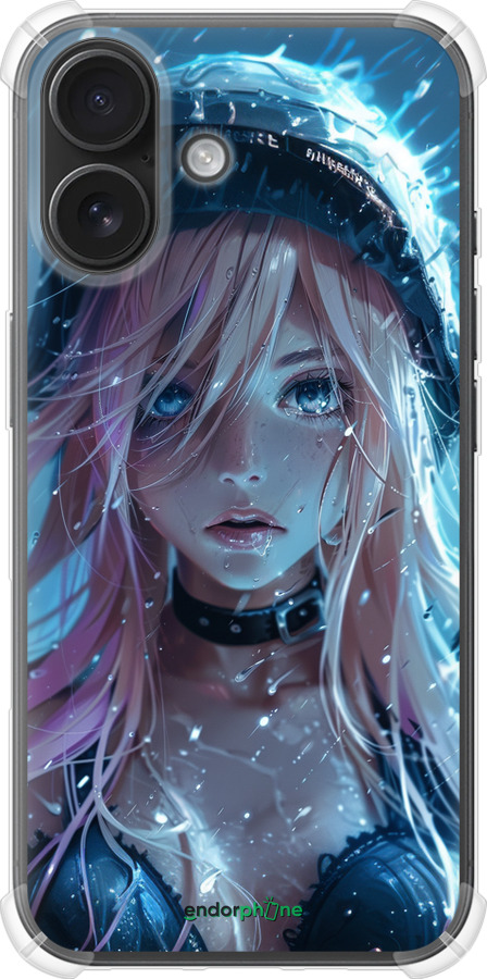 Силикон с усиленными углами чехол Аниме-дива под дождем для Apple iPhone 16 - 6120sp-3709 изображение 