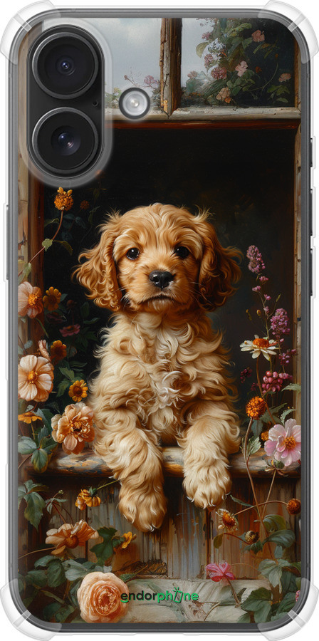Силикон с усиленными углами чехол Щенок cocker spaniel для Apple iPhone 16 - 6136sp-3709 изображение 