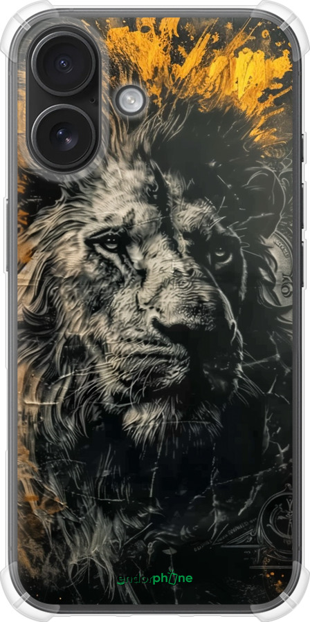 Силикон с усиленными углами чехол Лев в золотых красках для Apple iPhone 16 - 6155sp-3709 изображение 