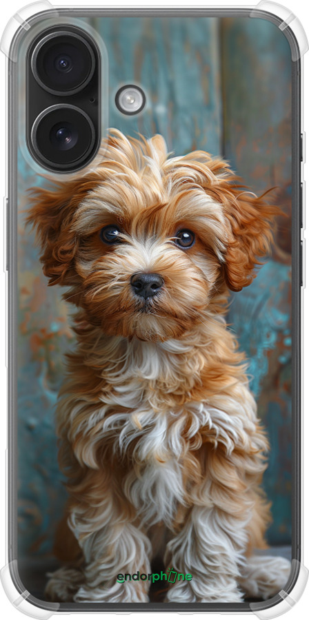 Силикон с усиленными углами чехол Щенок мальтипу для Apple iPhone 16 - 6157sp-3709 изображение 