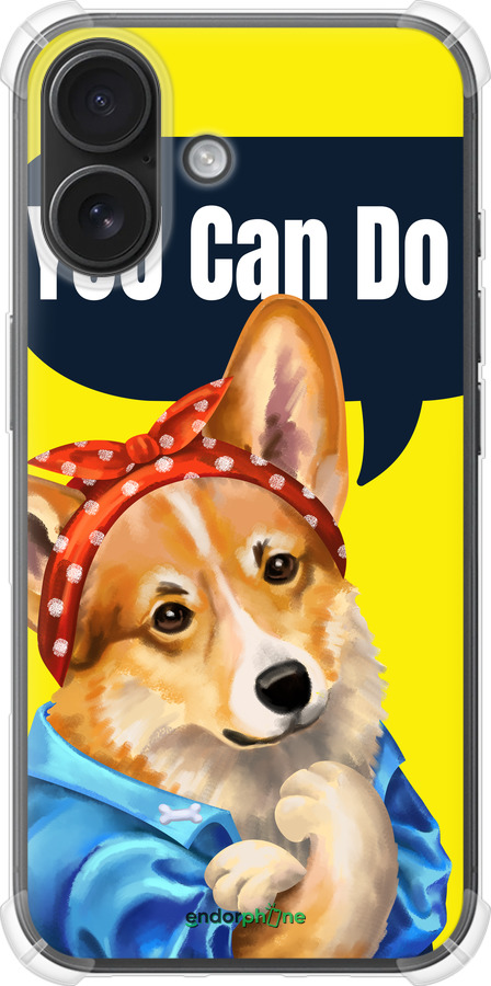 Силіконовий протиударний с посиленими кутами чехол чехол с корги You Can Do It для Apple iPhone 16 - 6184sp-3709 изображение 