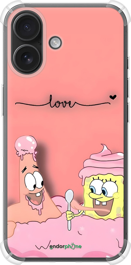 Силикон с усиленными углами чехол Спанч Боб для Apple iPhone 16 - 6282sp-3709 изображение 