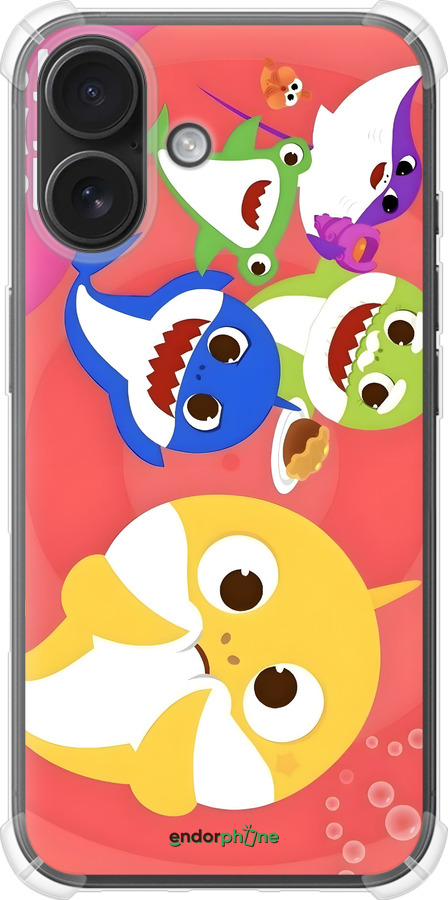 Силикон с усиленными углами чехол Бейби Шаркс для Apple iPhone 16 - 6305sp-3709 изображение 
