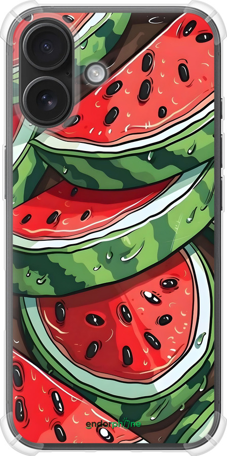 Силіконовий протиударний с посиленими кутами чехол Кавун для Apple iPhone 16 - 6315sp-3709 изображение 