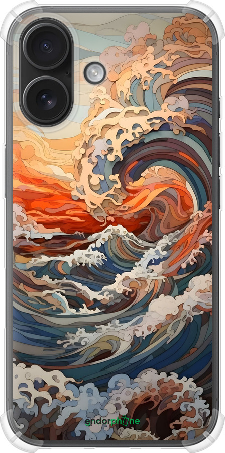 Силикон с усиленными углами чехол Арт волны для Apple iPhone 16 - 6324sp-3709 изображение 