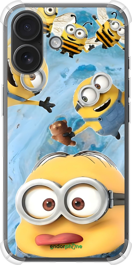 Силикон с усиленными углами чехол Миньоны для Apple iPhone 16 - 6386sp-3709 изображение 