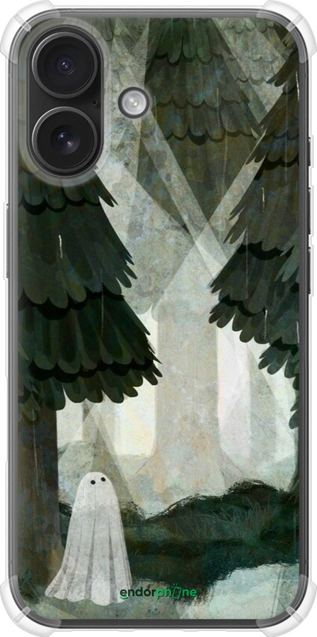 Силикон с усиленными углами чехол С изображением соснового леса и привидения для Apple iPhone 16 - 6420sp-3709 изображение 