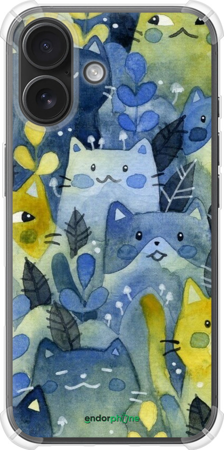 Силіконовий протиударний с посиленими кутами чехол Із зображенням котячого лісу для Apple iPhone 16 - 6447sp-3709 изображение 