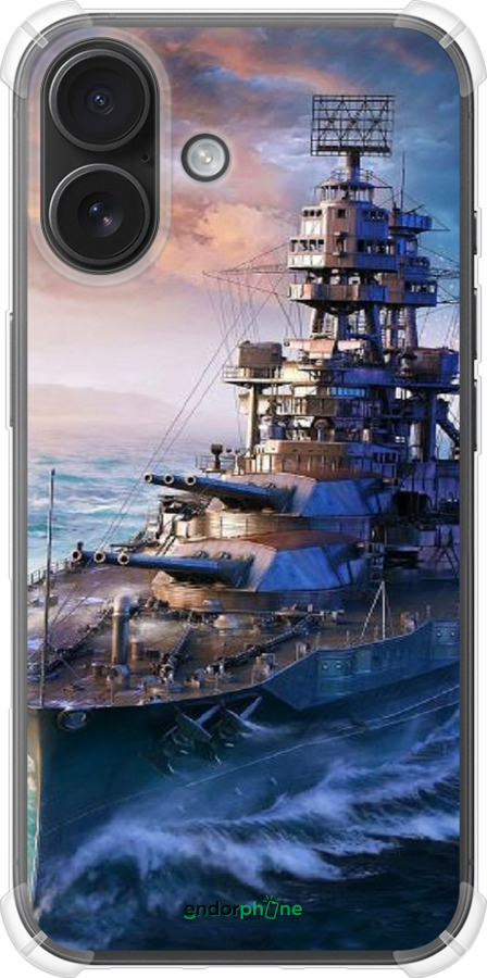 Силикон с усиленными углами чехол Военный корабль, world of tanks, wargaming для Apple iPhone 16 - 6461sp-3709 изображение 