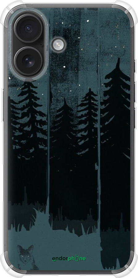 Силіконовий протиударний с посиленими кутами чехол Лисиця та нічний ліс для Apple iPhone 16 - 6481sp-3709 изображение 