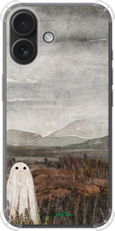 Силикон с усиленными углами чехол Одинокий призрак на фоне гор для Apple iPhone 16 - 6486sp-3709 изображение 