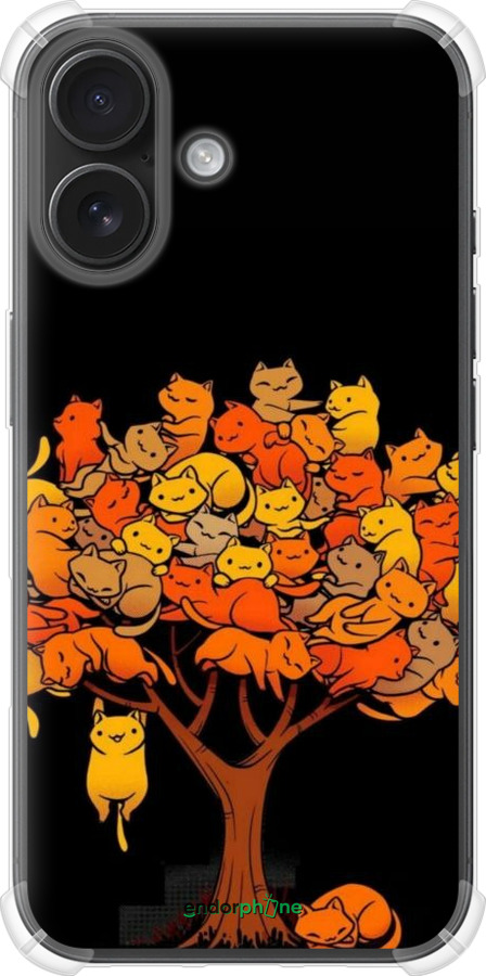 Силіконовий протиударний с посиленими кутами чехол Дерево та котики для Apple iPhone 16 - 6516sp-3709 изображение 