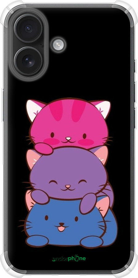 Силикон с усиленными углами чехол Милые кошки для Apple iPhone 16 - 6518sp-3709 изображение 